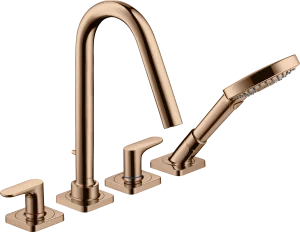 Axor Citterio M 4-hole Tile Mounted Bath Mixer With Lever Handles And Escutcheons Polished Red Gold
