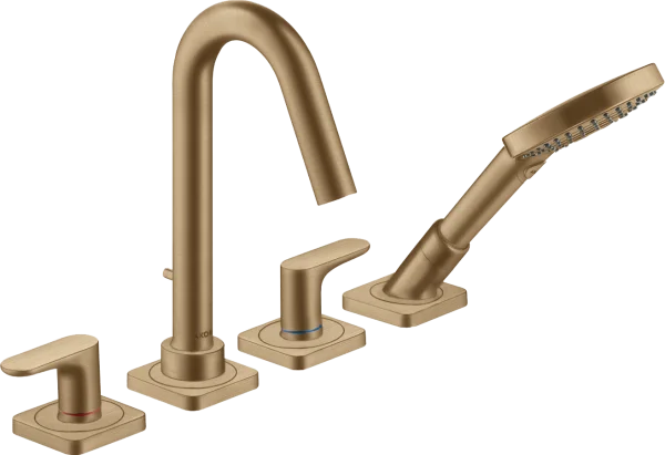 Axor Citterio M 4-hole Rim-mounted Bath Mixer With Lever Handles And Escutcheons Brushed Bronze