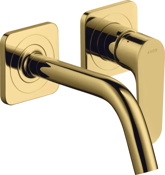 Axor Citterio M Single Lever Basin Mixer For Concealed Installation Wall-mounted With Spout 167 Mm And Escutcheons Gold Polished