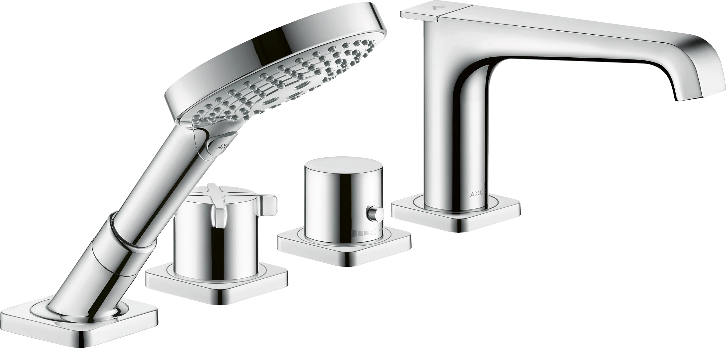 Axor Citterio E 4-hole Rim-mounted Thermostatic Bath Mixer Chrome