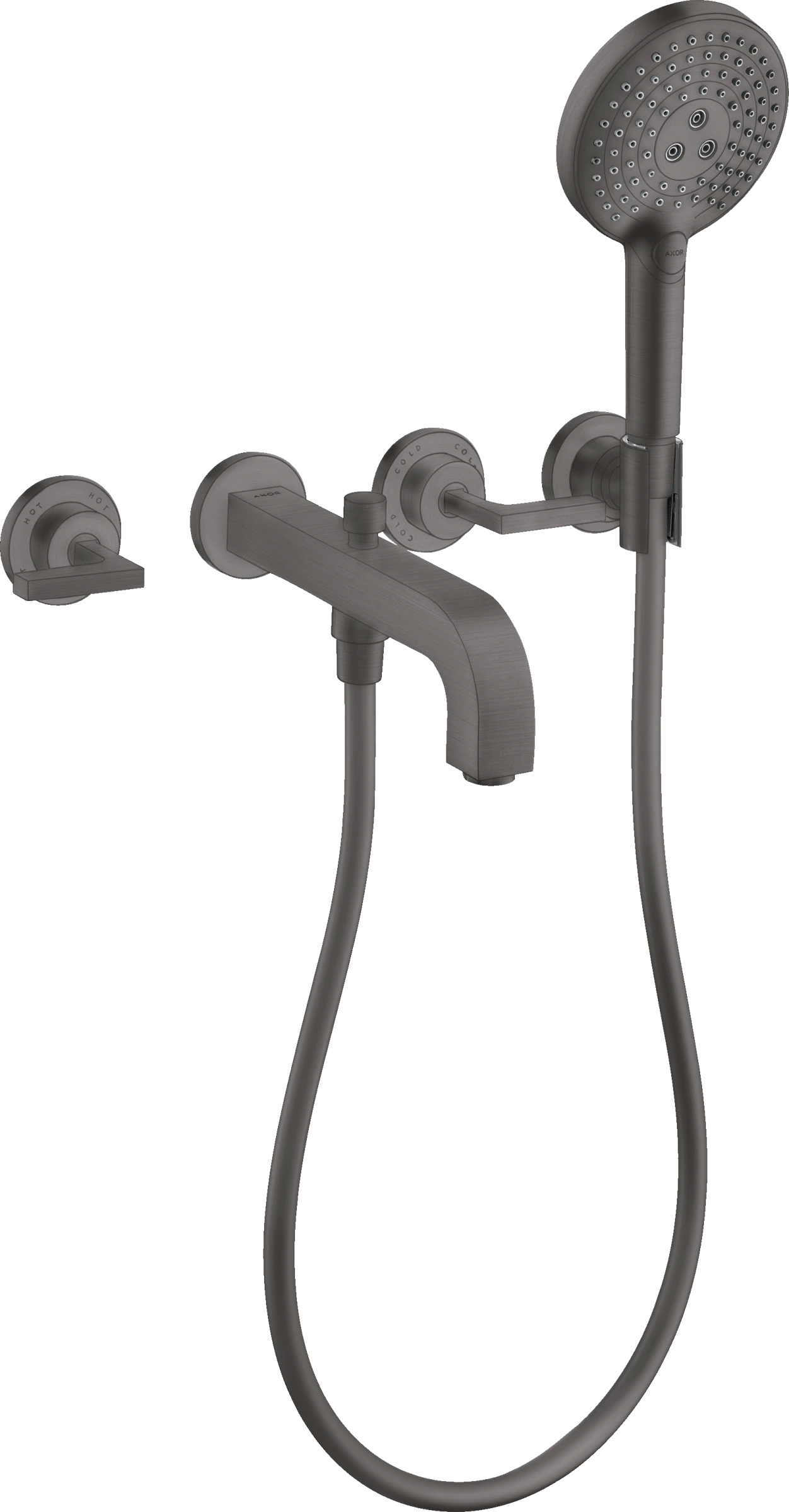 Axor Citterio 3-hole Bath Mixer For Concealed Installation Wall-mounted With Lever Handles And Escutcheons Brushed Black Chrome