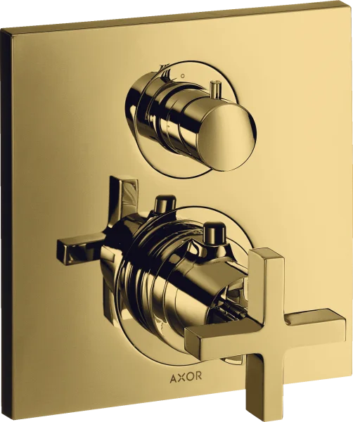 Axor Citterio Thermostatic Mixer For Concealed Installation With Shut-off / Diverter Valve And Cross Handle Gold Polished