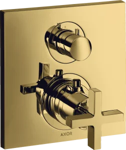 Axor Citterio Thermostatic Mixer For Concealed Installation With Shut-off / Diverter Valve And Cross Handle Gold Polished