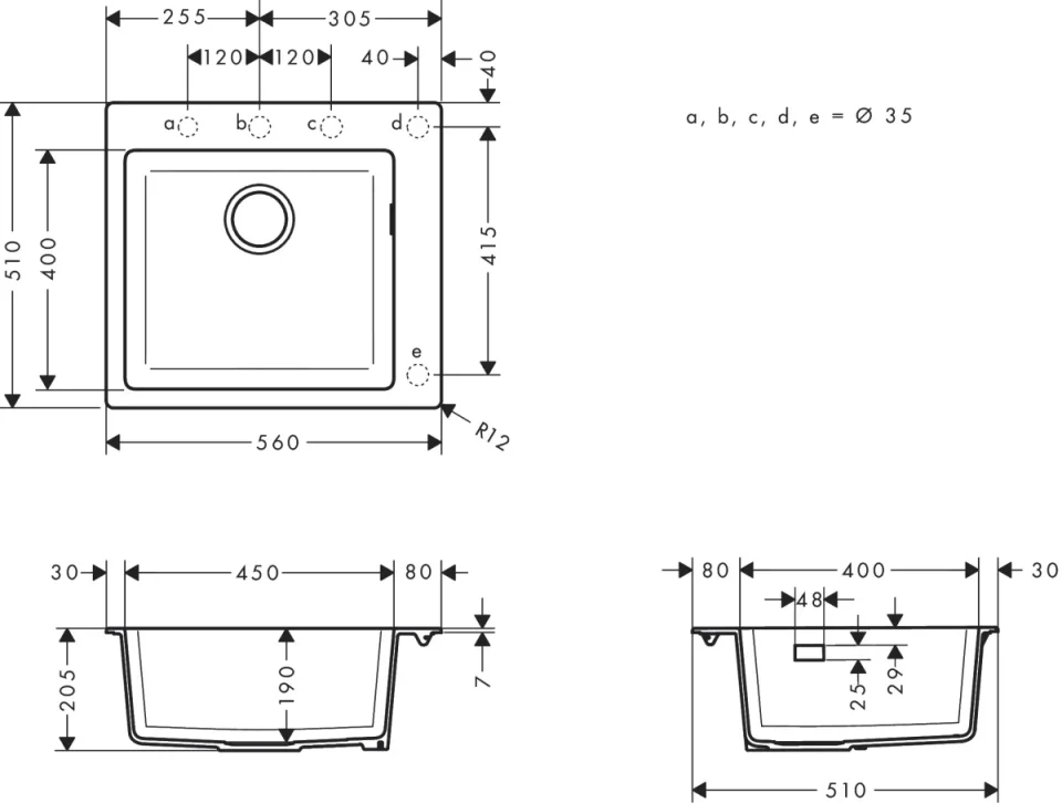 Hansgrohe S51 Sinks 720 X 570 X 310mm Grey detail view - Image 2