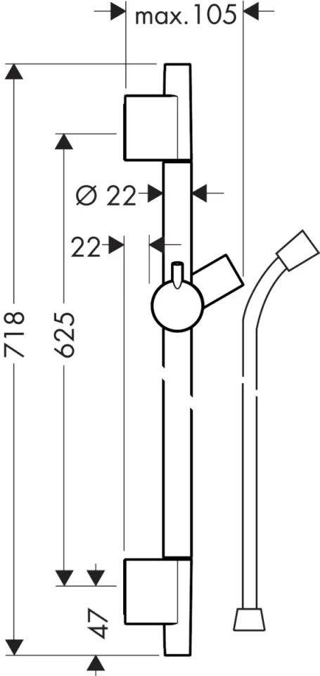 Hansgrohe Unica Wallbars 764 X 152 X 48mm White - Matt detail view - Image 2