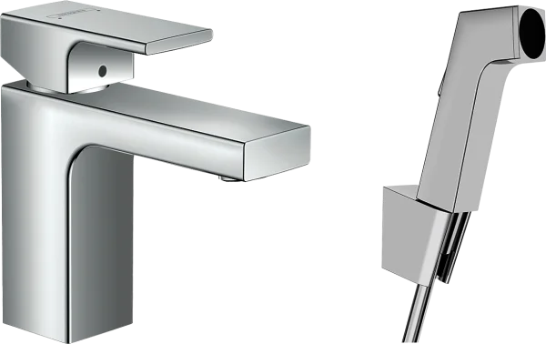 Hansgrohe Vernis Shape Single Lever Basin Mixer 100 With Bidet Spray And Shower Hose 160 Cm Chrome