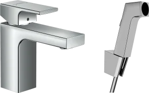 Hansgrohe Vernis Shape Single Lever Basin Mixer 100 With Bidet Spray And Shower Hose 160 Cm Chrome