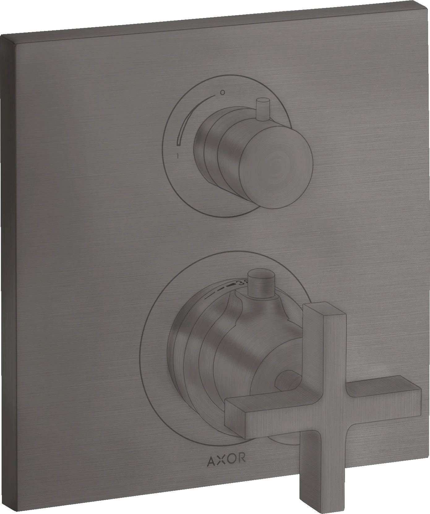 Axor Citterio Thermostatic Mixer For Concealed Installation With Shut-off Valve And Cross Handle Brushed Black Chrome