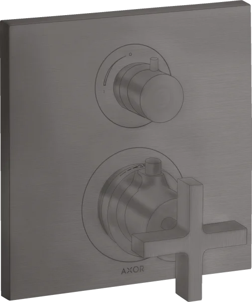 Axor Citterio Thermostatic Mixer For Concealed Installation With Shut-off Valve And Cross Handle Brushed Black Chrome