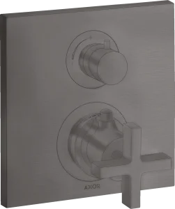 Axor Citterio Thermostatic Mixer For Concealed Installation With Shut-off Valve And Cross Handle Brushed Black Chrome