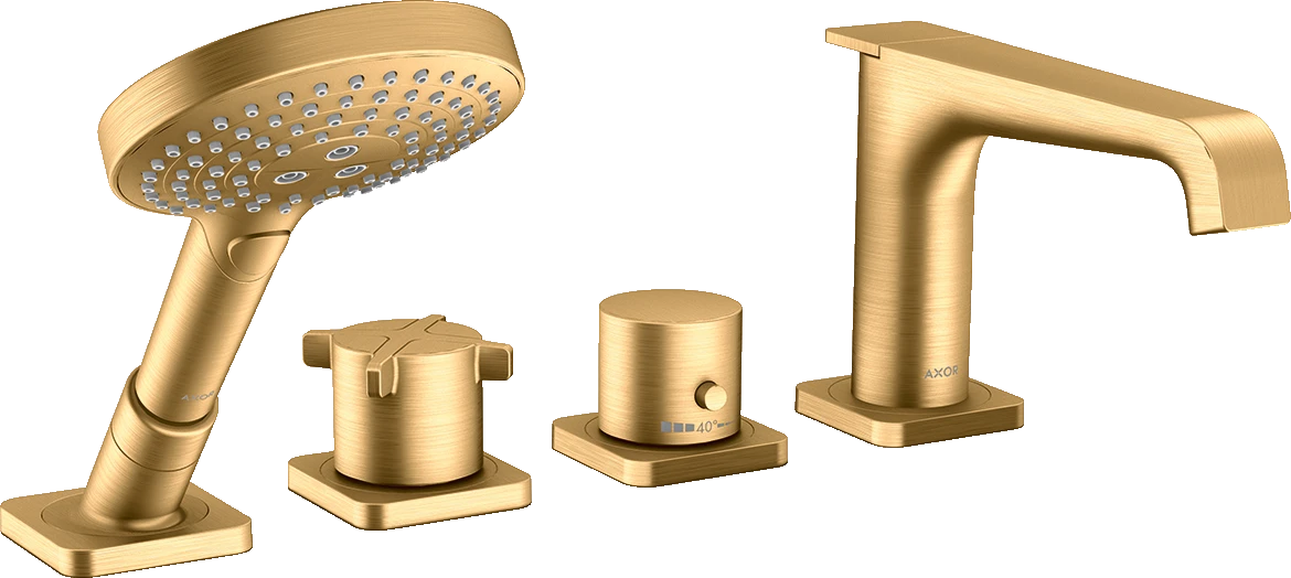 Axor Citterio E 4-hole Rim-mounted Thermostatic Bath Mixer Brushed Brass