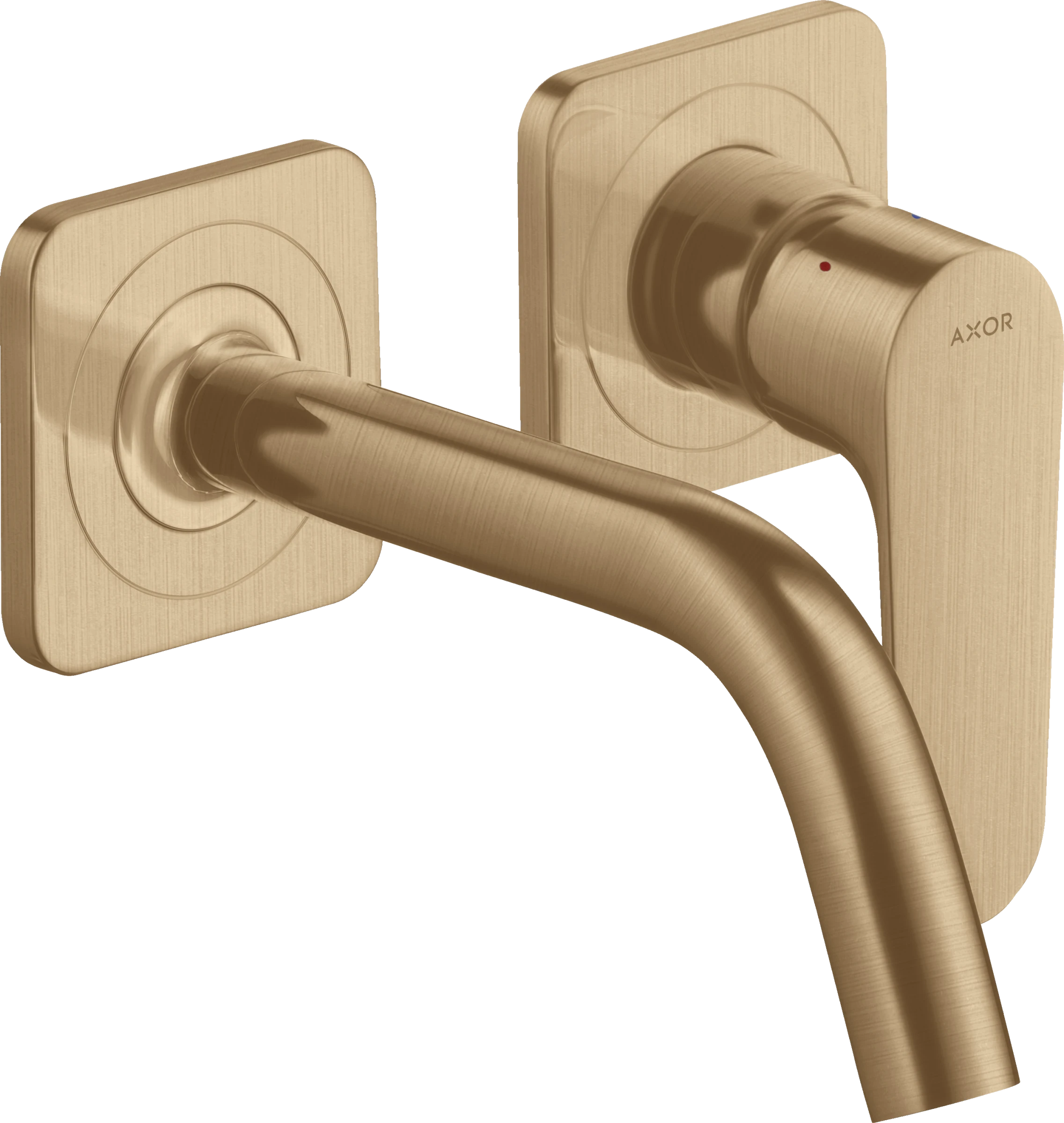 Axor Citterio M Single Lever Basin Mixer For Concealed Installation Wall-mounted With Spout 167 Mm And Escutcheons Brushed Bronze