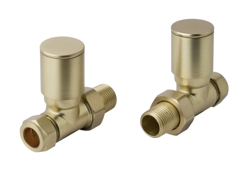 Just Taps Straight Radiator Valve Brushed Brass product image - Image 1