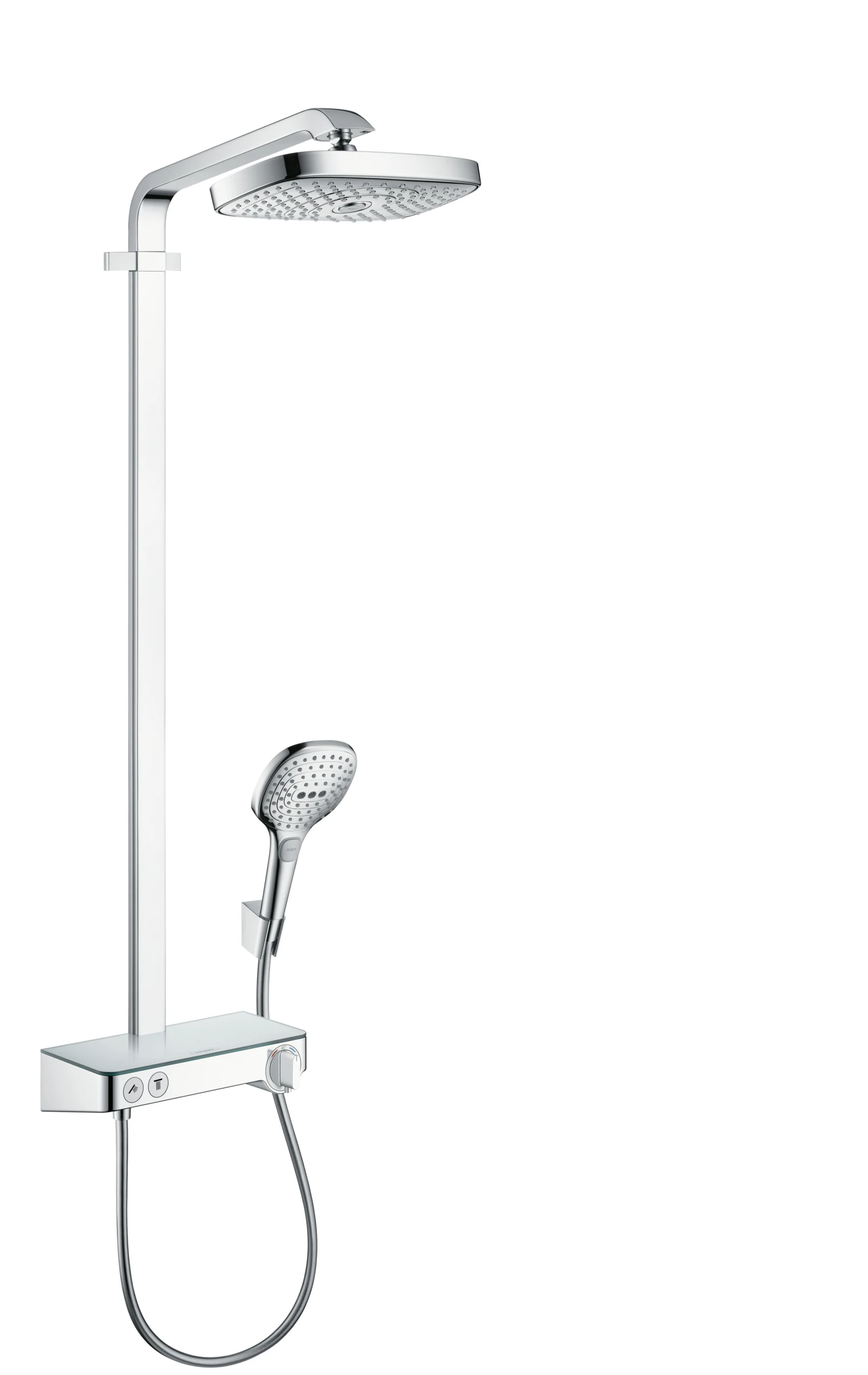 Hansgrohe Raindance Select E Showerpipe 300 2jet Ecosmart With Showertablet Select 300 Chrome