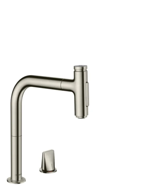 Hansgrohe Metris Select M71 2-hole Single Lever Kitchen Mixer 200 With Pull-out Spray And Sbox, 2 Spray Modes Stainless Steel