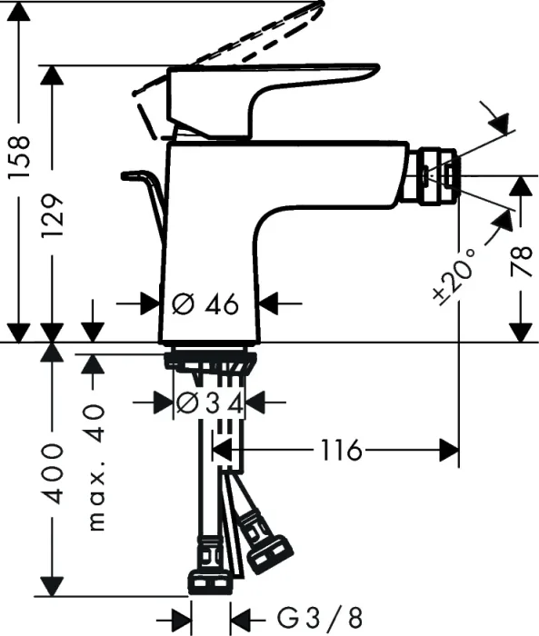 Hansgrohe Talis E Bidet Mixers 351 X 177 X 72mm Bronze - Brushed detail view - Image 2