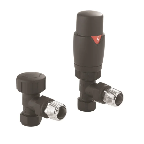 Crosswater Angled Trv Rad Valve Matt Black Pair