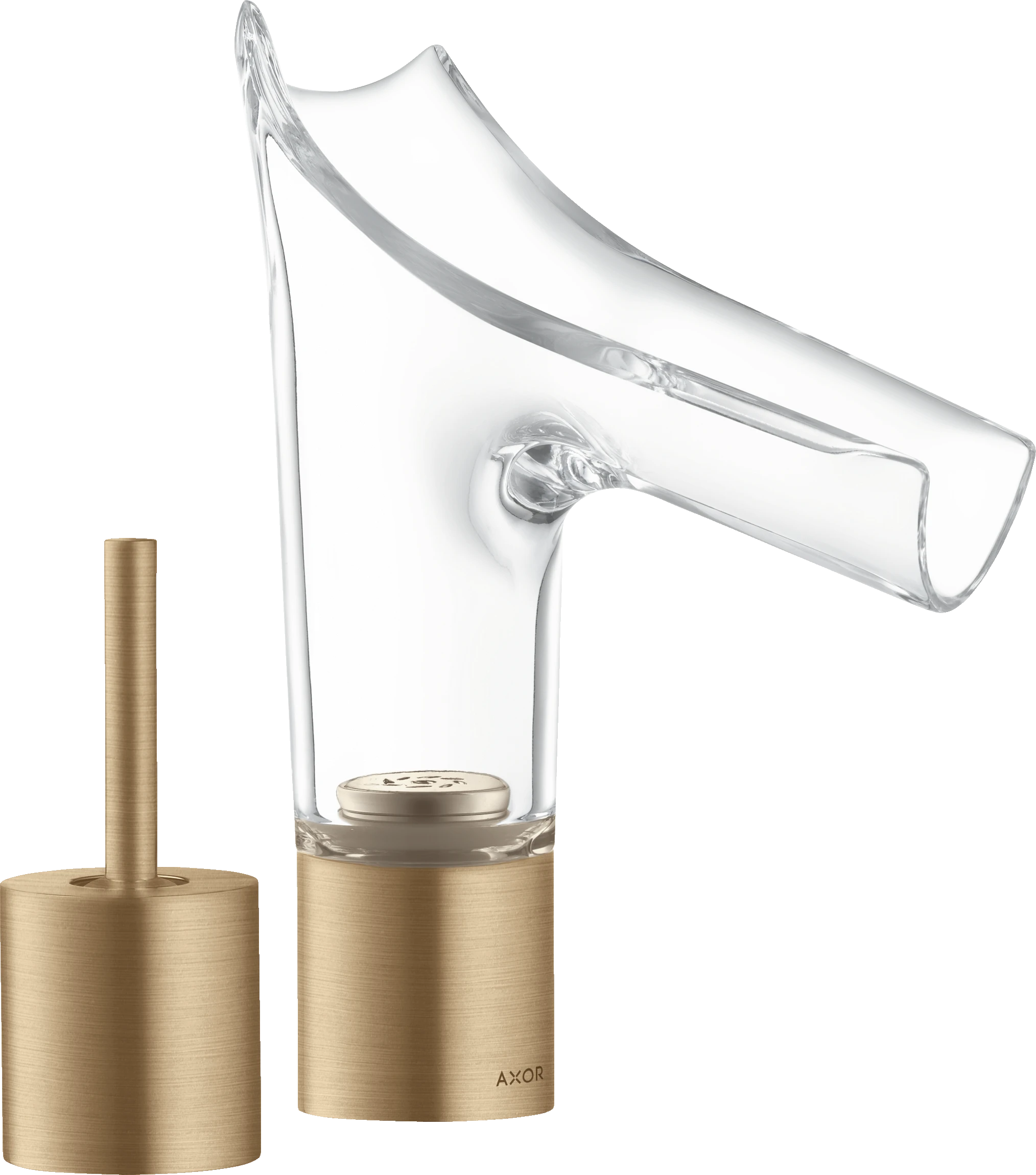 Axor Starck V 2-hole Basin Mixer 110 With Glass Spout Without Waste Brushed Bronze