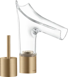 Axor Starck V 2-hole Basin Mixer 110 With Glass Spout Without Waste Brushed Bronze