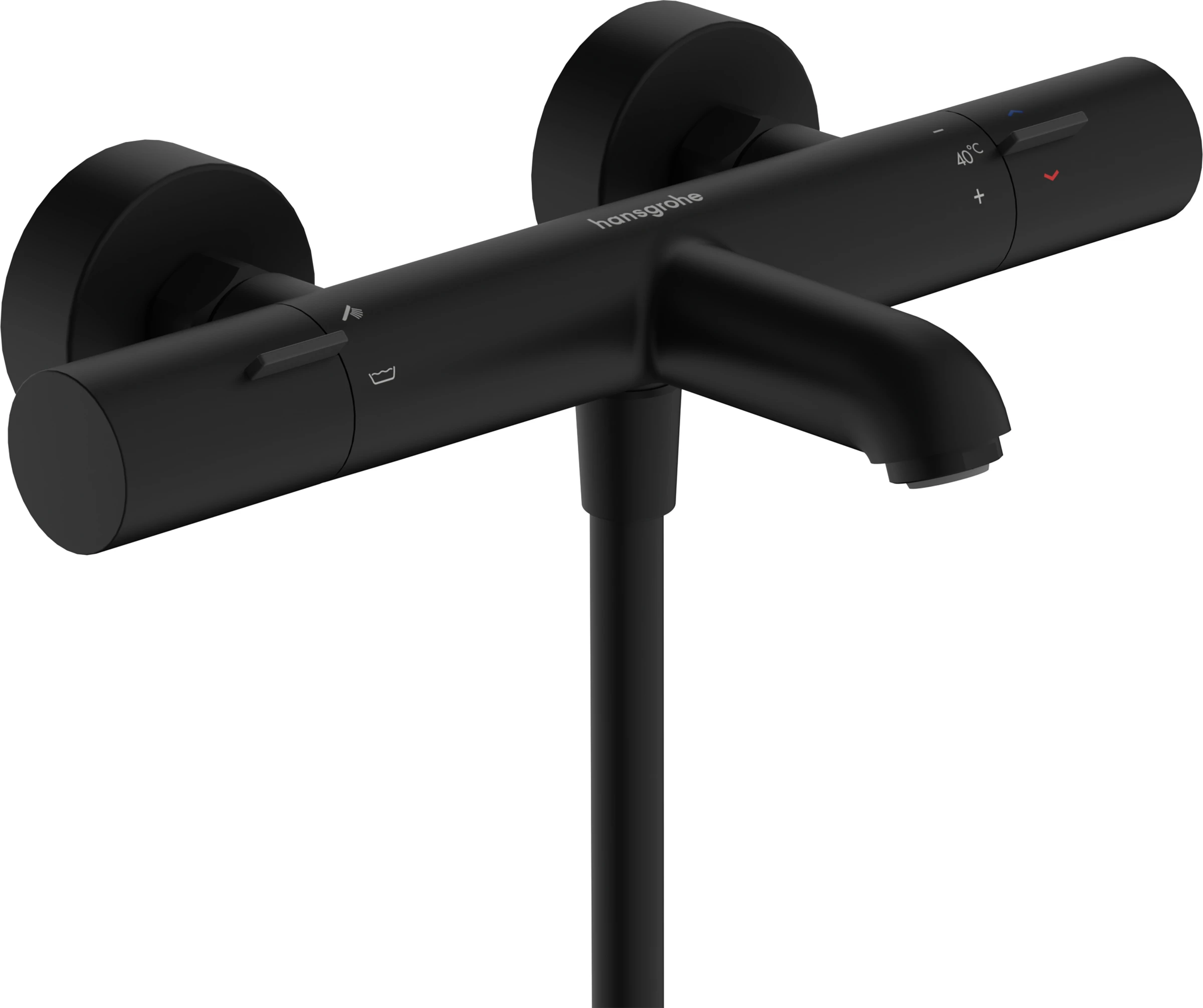 Hansgrohe Ecostat Fine Thermostatic Bath Filler Mixer Exposed 366 X 226 X 103mm Black - Matt