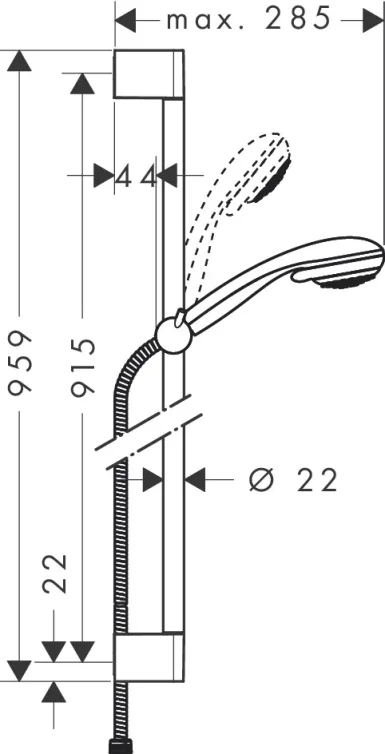 Hansgrohe Crometta 85 Shower Rail Sets 1010 X 150 X 67mm Chrome detail view - Image 3