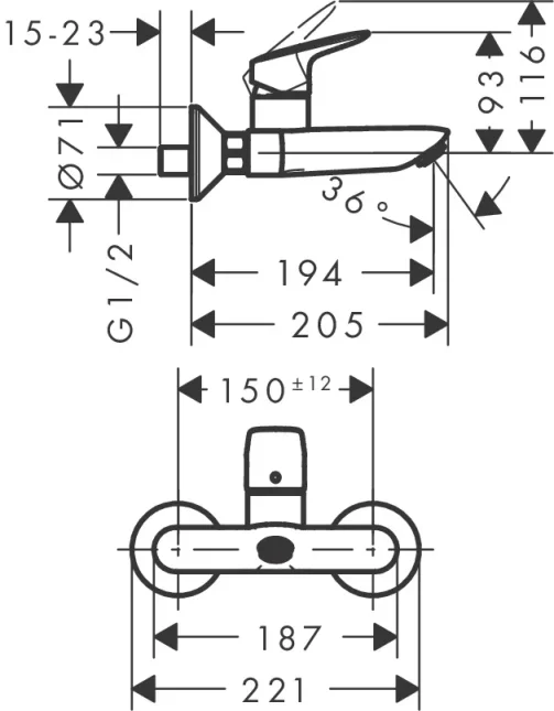 Hansgrohe Logis Manual Mixers 246 X 195 X 155mm Chrome detail view - Image 2