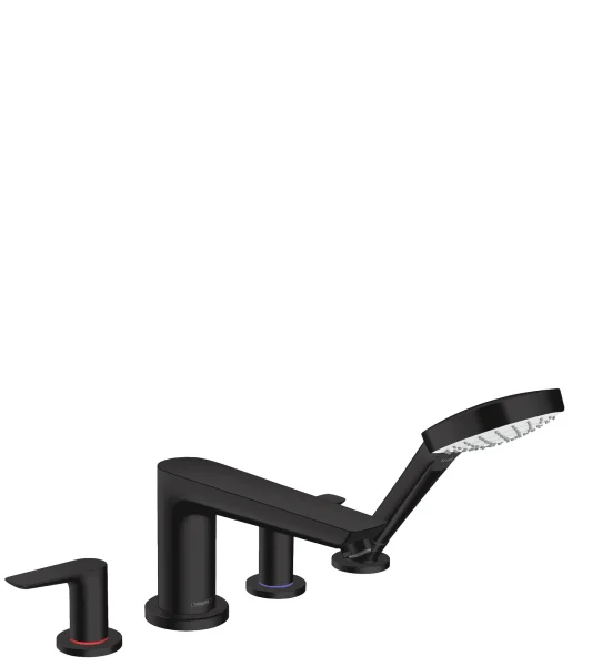 Hansgrohe Talis E 4-hole Rim-mounted Bath Mixer Matt Black