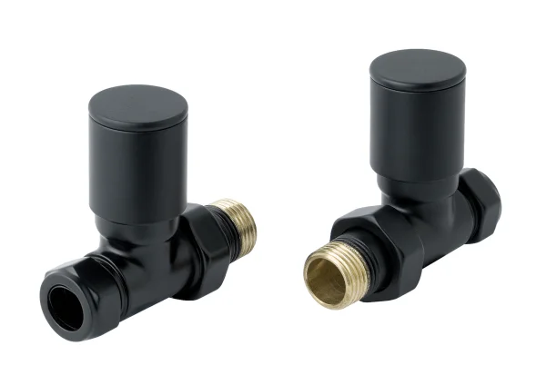 Just Taps Straight Radiator Valve Matt Black