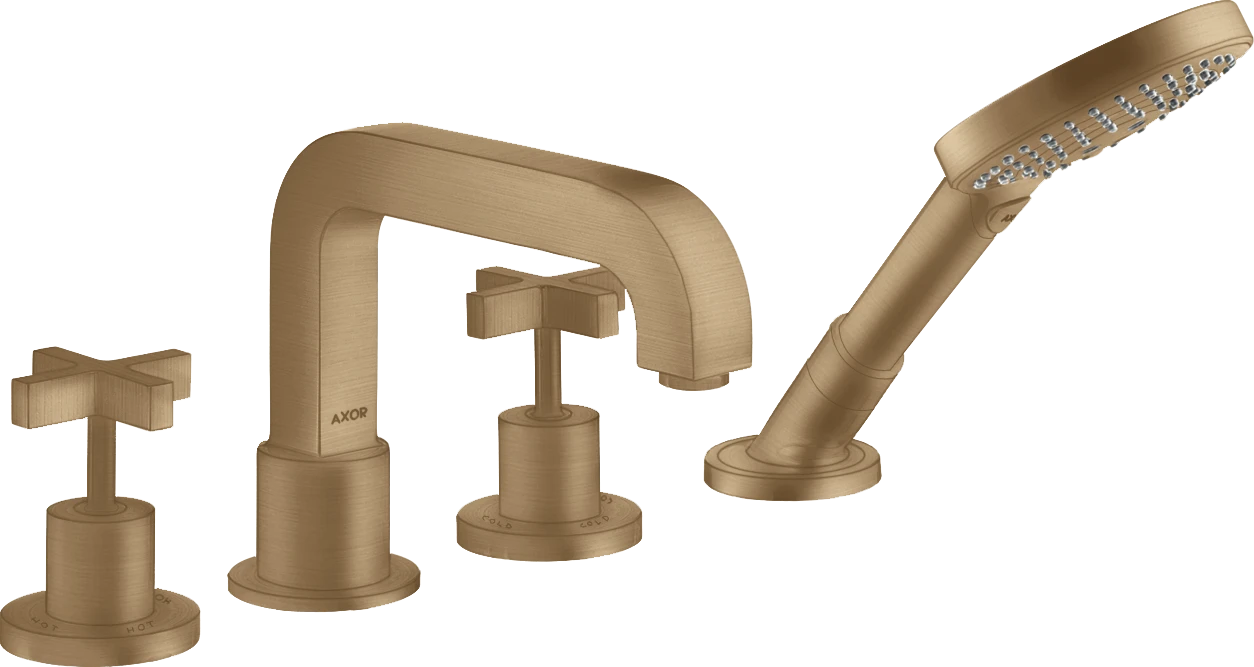 Axor Citterio 4-hole Tile Mounted Bath Mixer With Cross Handles And Escutcheons Brushed Bronze