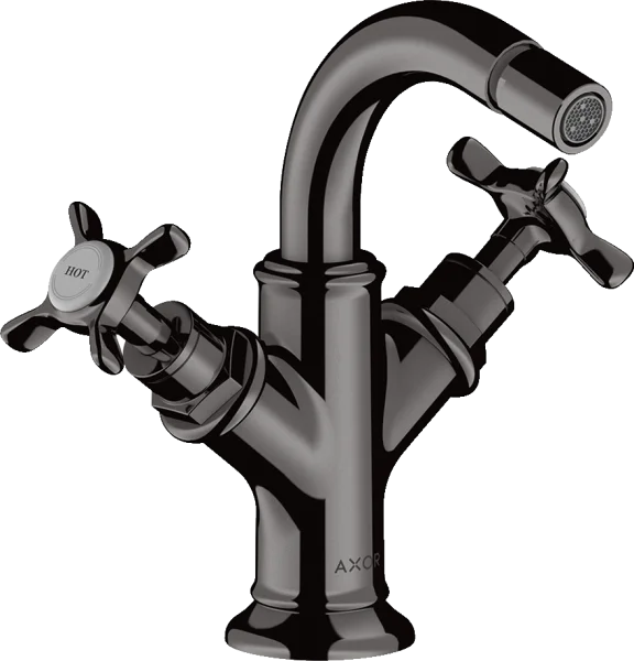 Axor Montreux 2-handle Bidet Mixer With Cross Handles And Pop-up Waste Polished Black Chrome
