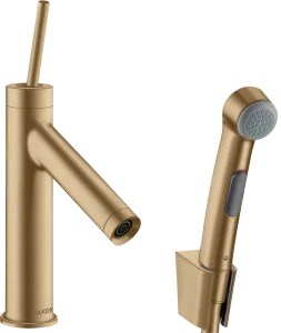 Axor Starck Single Lever Basin Mixer 90 With Bidet 1jet Shower Spray And Shower Hose 1.6 M Brushed Bronze
