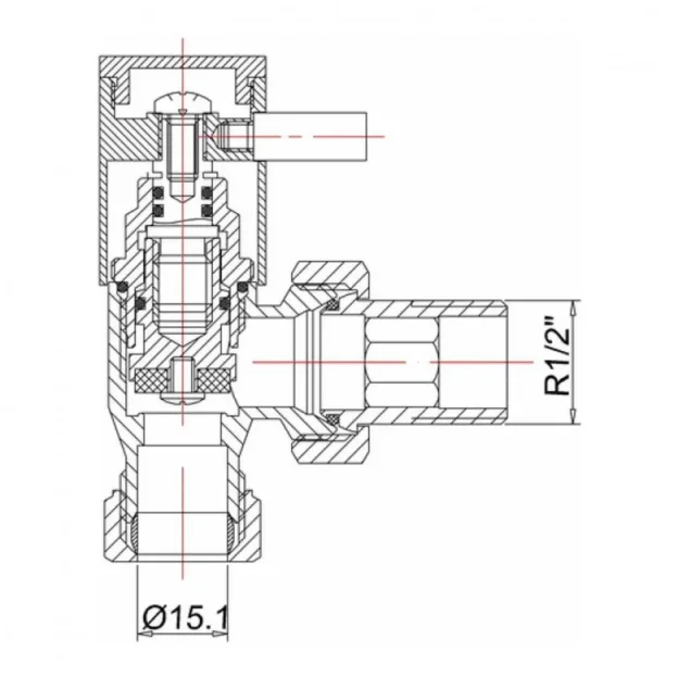 Crosswater Design Angled Wall Mount Round Rad Valves technical drawing - Image 3