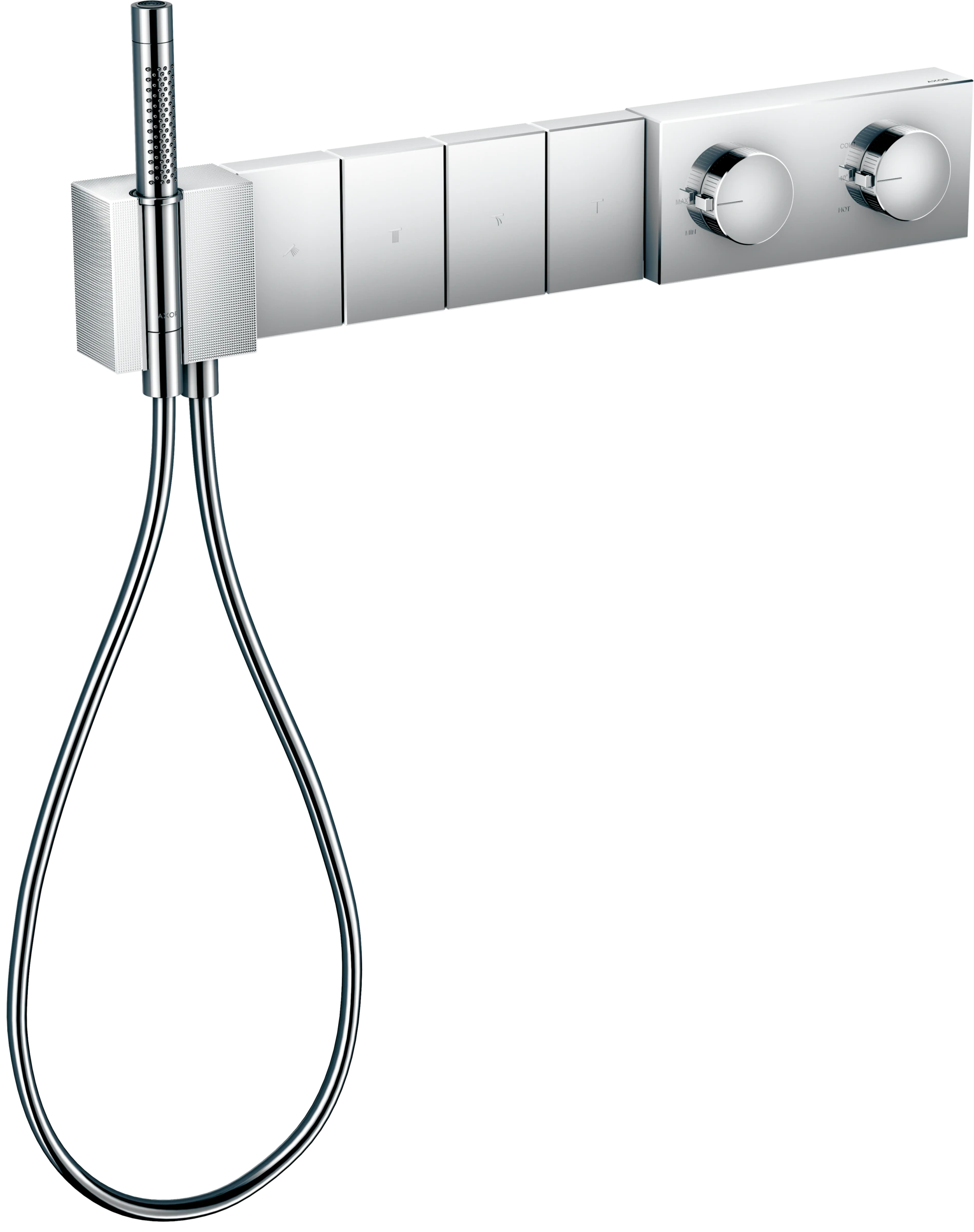 Axor Edge Thermostatic Module Select 610/100 For Concealed Installation For 4 Outlets - Diamond Cut Chrome