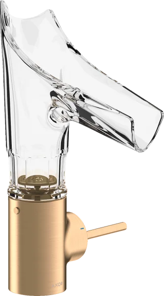 Axor Starck V Single Lever Basin Mixer 140 With Glass Spout - Bevel Cut Without Waste Brushed Bronze