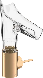 Axor Starck V Single Lever Basin Mixer 140 With Glass Spout - Bevel Cut Without Waste Brushed Bronze