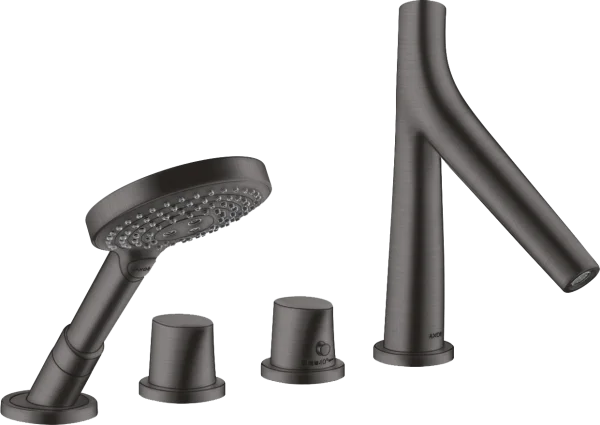 Axor Starck Organic 4-hole Tile Mounted Thermostatic Bath Mixer Brushed Black Chrome