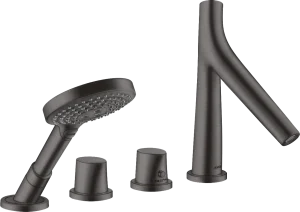 Axor Starck Organic 4-hole Tile Mounted Thermostatic Bath Mixer Brushed Black Chrome