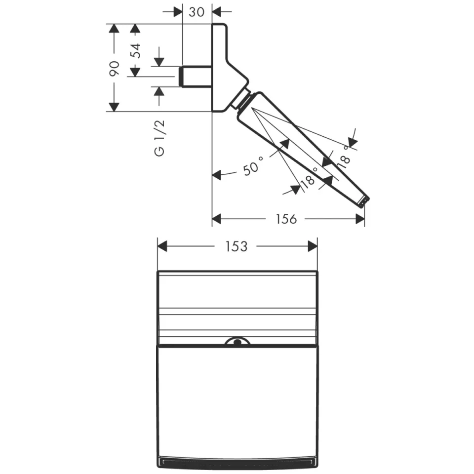 Hansgrohe Raindance Rainfall Overhead Showers 303 X 255 X 62mm Chrome detail view - Image 3