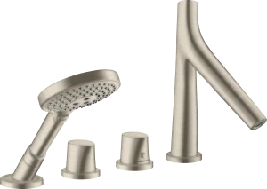 Axor Starck Organic 4-hole Rim-mounted Thermostatic Bath Mixer Brushed Nickel