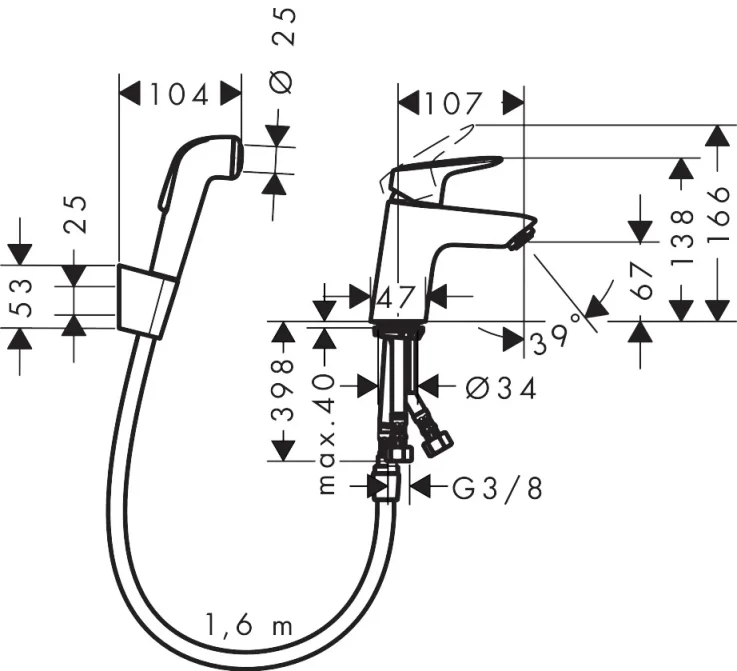 Hansgrohe Logis Manual Mixers 563 X 175 X 70mm Chrome detail view - Image 3