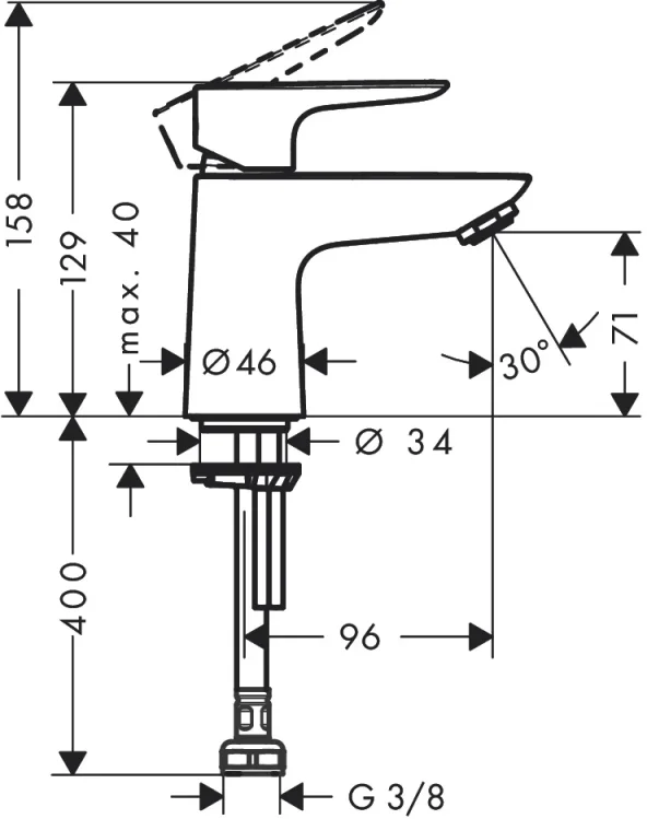 Hansgrohe Talis E Pillar Tap 350 X 180 X 70mm Chrome detail view - Image 2