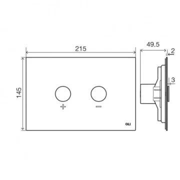 Blink Pneumatic Dual Flush Plate Matt Black RT technical drawing - Image 2
