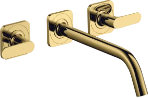 Axor Citterio M 3-hole Basin Mixer For Concealed Installation Wall-mounted With Spout 226 Mm, Lever Handles And Escutcheons Gold Polished