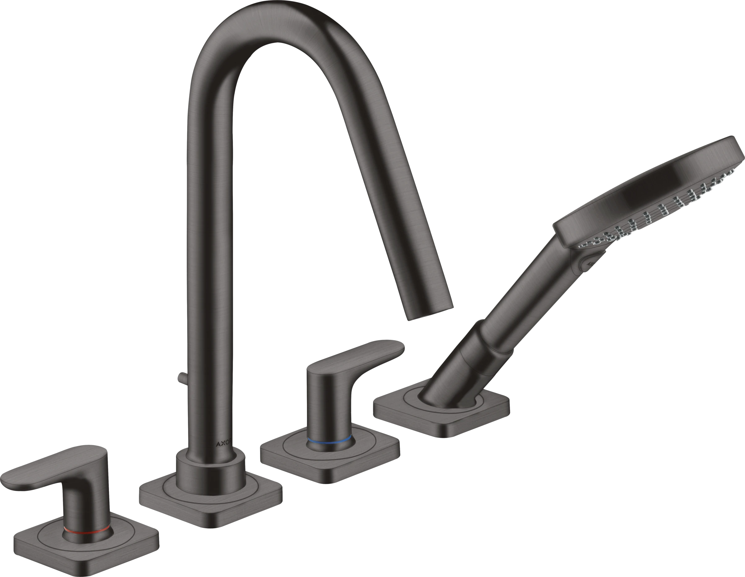 Axor Citterio M 4-hole Tile Mounted Bath Mixer With Lever Handles And Escutcheons Brushed Black Chrome