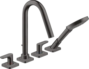 Axor Citterio M 4-hole Tile Mounted Bath Mixer With Lever Handles And Escutcheons Brushed Black Chrome