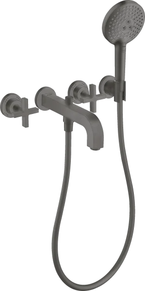 Axor Citterio 3-hole Bath Mixer For Concealed Installation Wall-mounted With Cross Handles And Escutcheons Brushed Black Chrome