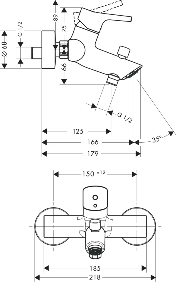 Hansgrohe Talis S Bath Mixers Exposed 250 X 203 X 159mm Chrome detail view - Image 2