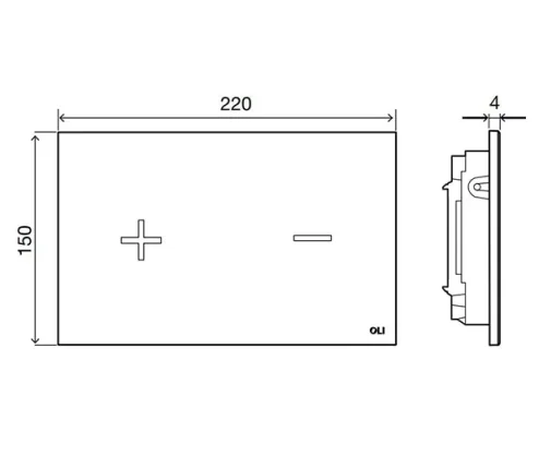 Oli Glassy Black Sensor Glass Touch Free Plate technical drawing - Image 2