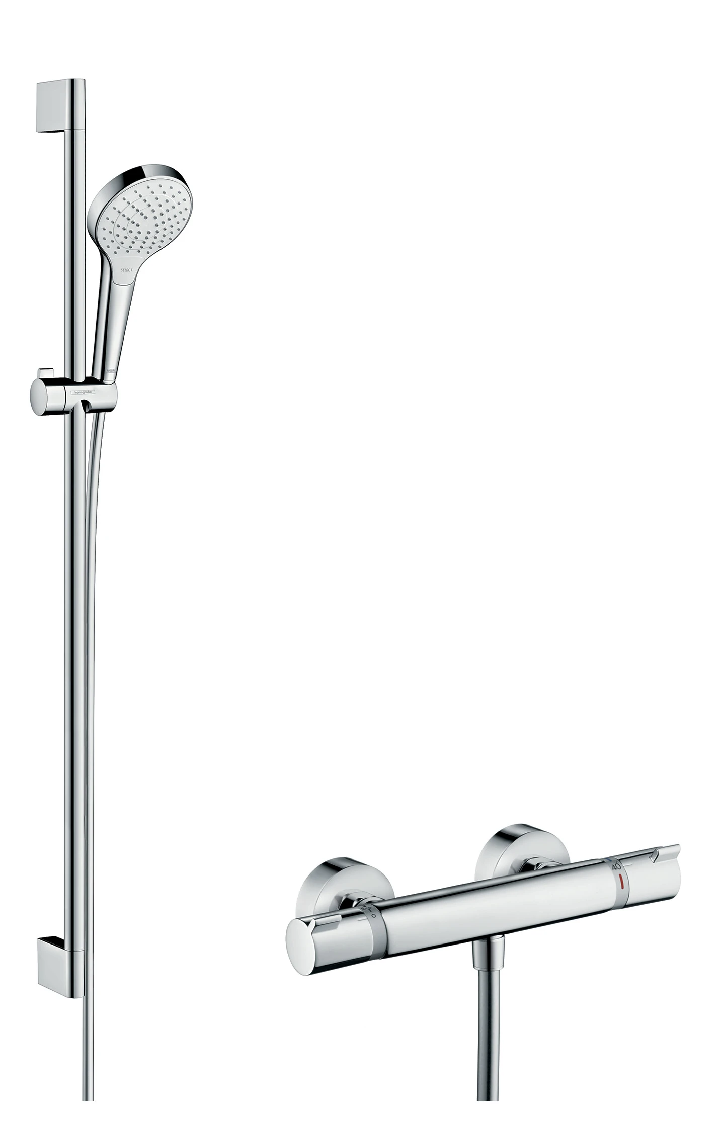 Hansgrohe Croma Select S Shower System 110 Vario With Ecostat Comfort Thermostatic Mixer And Shower Rail 90 Cm
