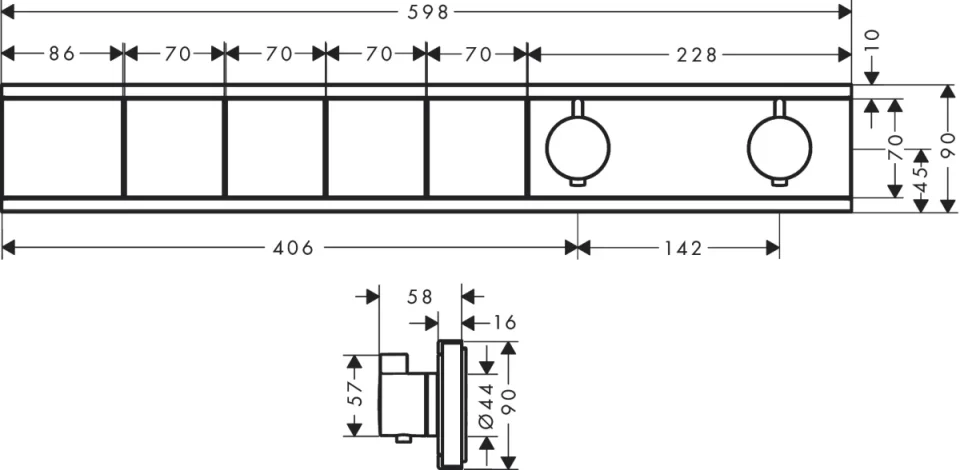Hansgrohe Rainselect Thermostatic Shower Mixer Concealed 715 X 400 X 145mm White - Matt detail view - Image 2